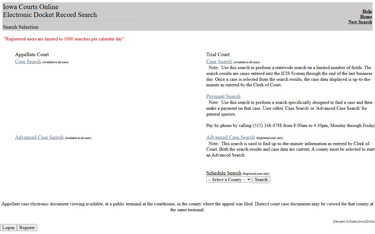 Wapello County court records after jail arrest Iowa Courts Online search